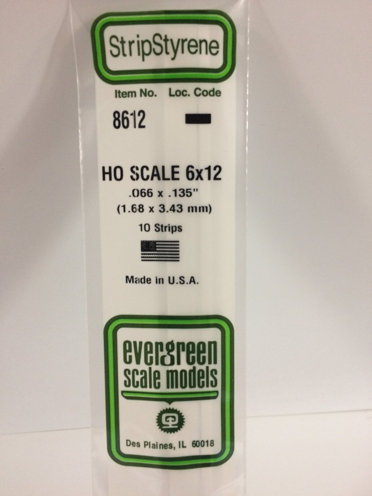 Evergreen White Polystyrene HO Scale Strip 0.069 x 0.138 x 14" (10) EVE-08612