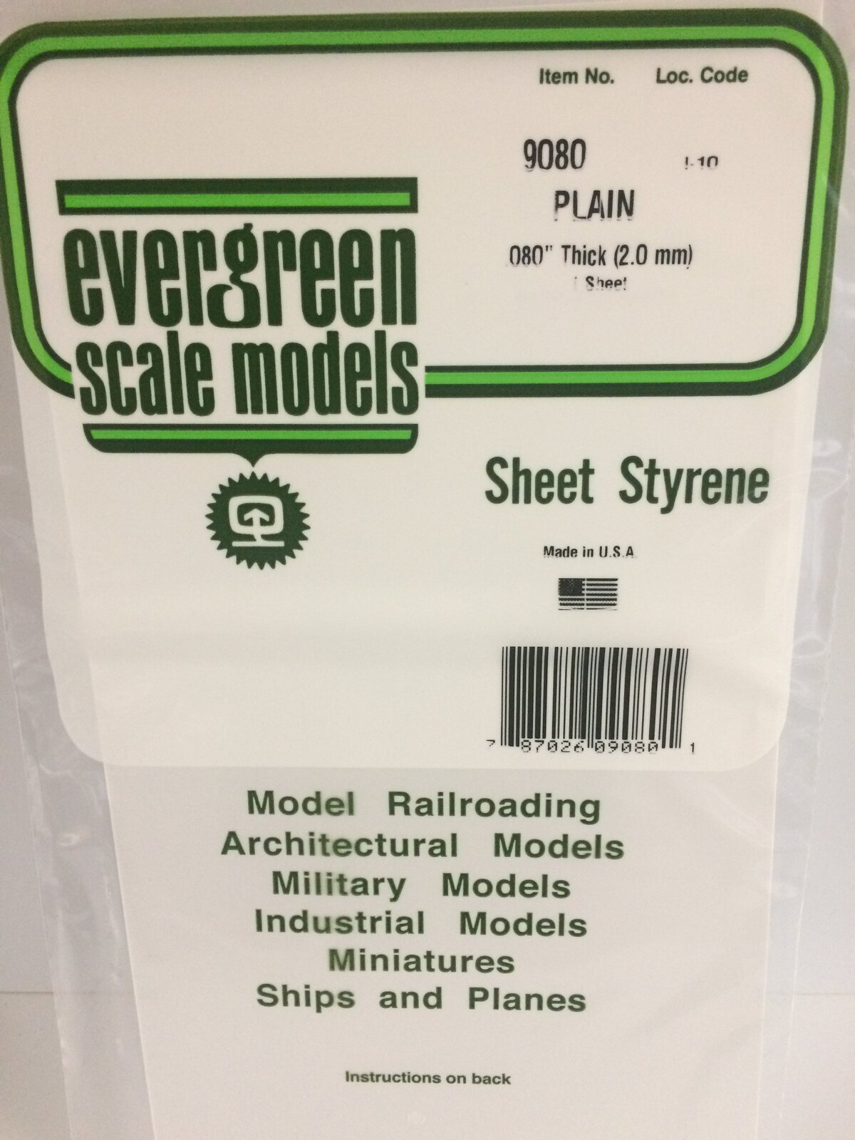 Evergreen White Polystyrene Sheet 0.080 x 6 x 12" / 2mm x 15cm x 30cm (1) EVE-09080