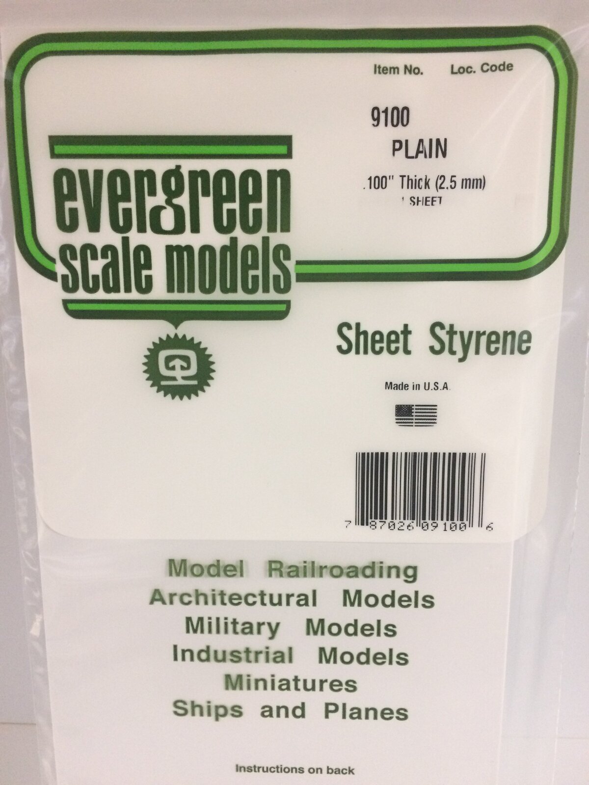 Evergreen White Polystyrene Sheet 0.098 x 6 x 12" / 2.5mm x 15cm x 30cm (1) EVE-09100
