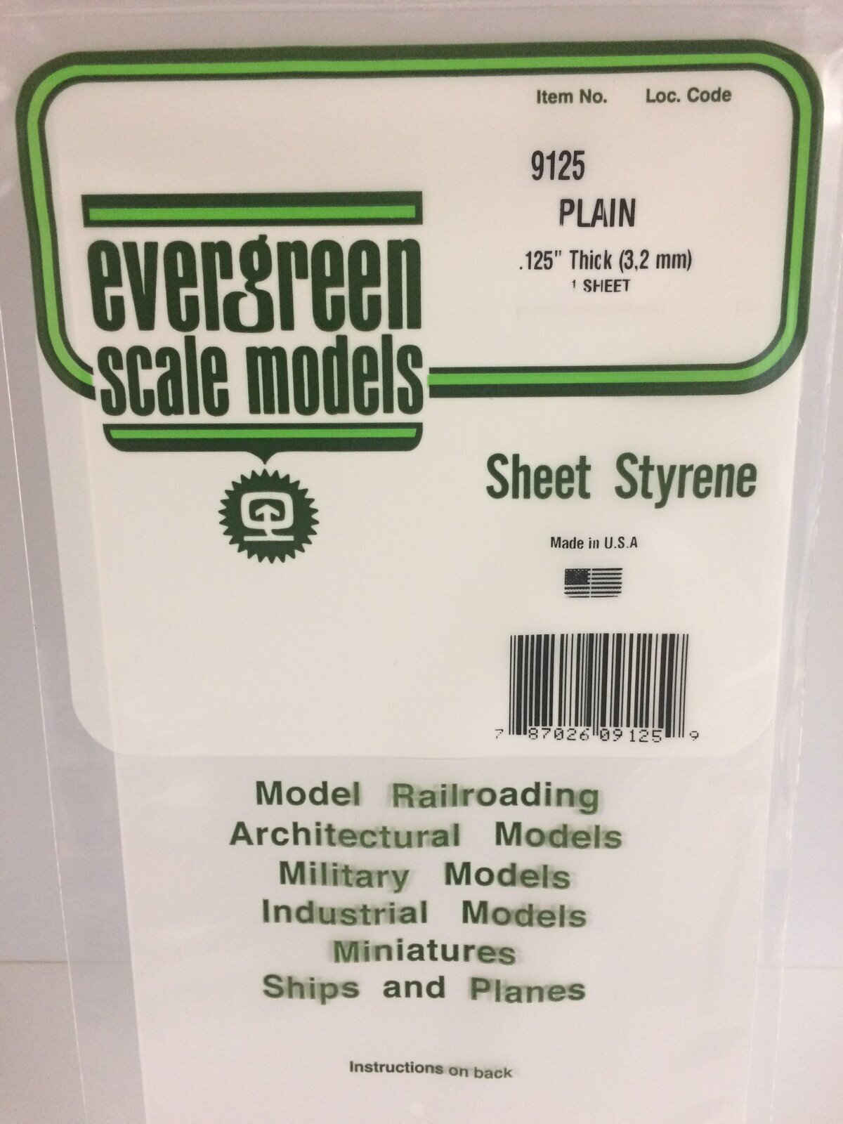 Evergreen White Polystyrene Sheet 0.126 x 6 x 12" / 3.2mm x 15cm x 30cm (1) EVE-09125