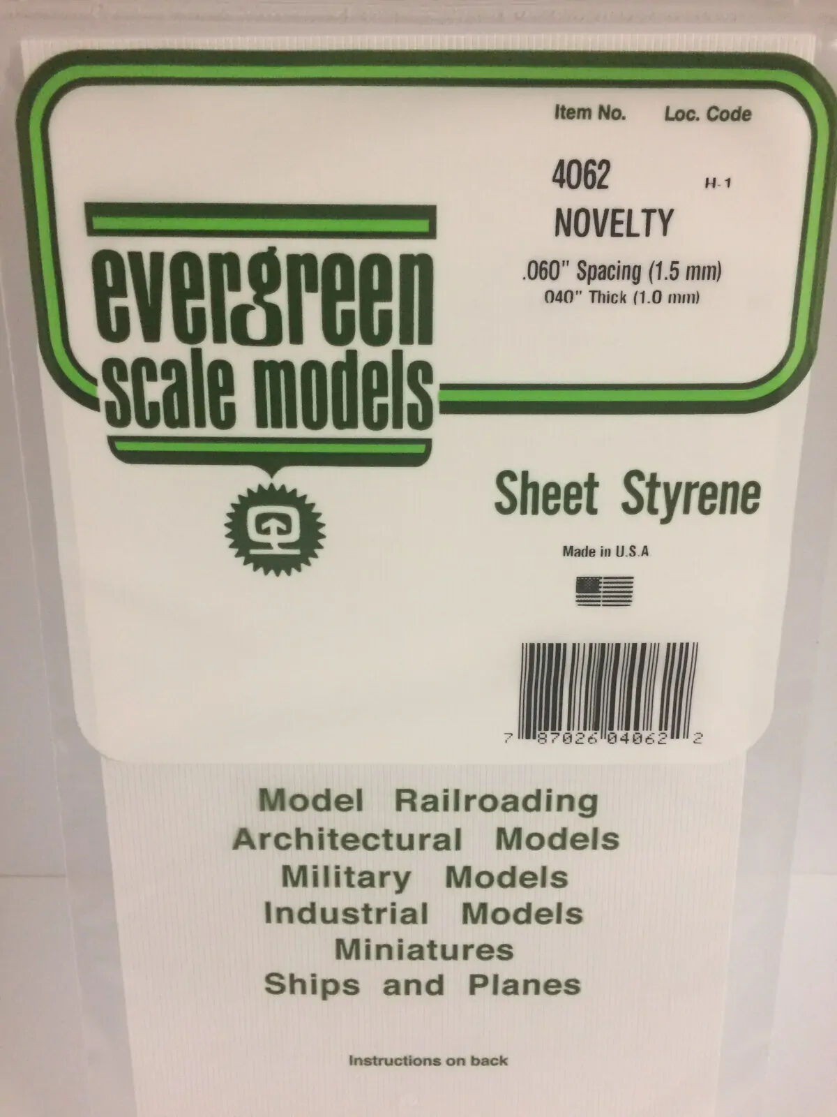 Evergreen White Polystyrene Novelty Sheet 0.060 x 12 x 24" / 1.5mm x 30cm x 61cm (1)