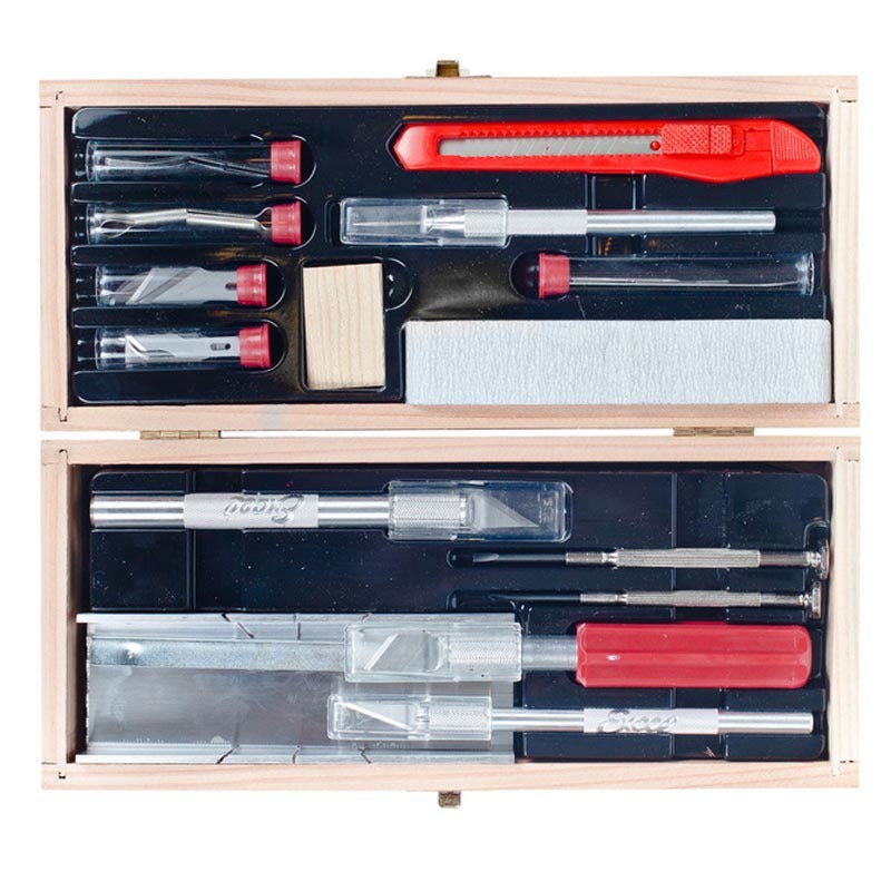 EXCEL 44286 EXCEL DELUXE KNIFE / TOOL SET IN WOOD BOX Excel
