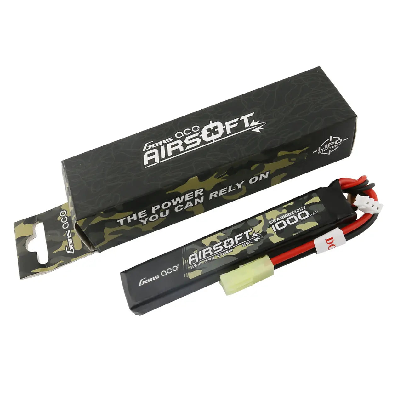 Gens Ace 2S Airsoft 1000mAh 7.4V 25C Soft Case LiPo Battery (Tamiya) Gens Ace
