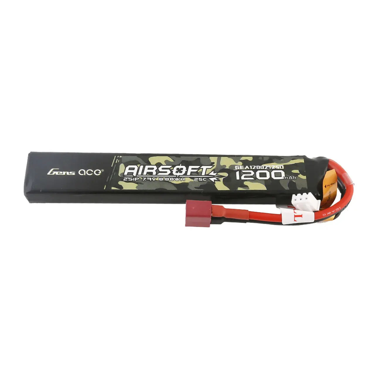 Gens Ace 2S Airsoft 1200mAh 7.4V 25C Soft Case LiPo Battery (Deans) Gens Ace