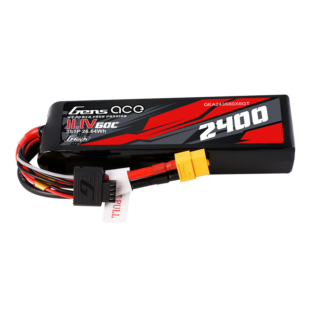 Gens Ace G-Tech 3S 2400mAh 60C 11.4V Soft Pack LiPo Battery (XT60) GEA243S60X6GT