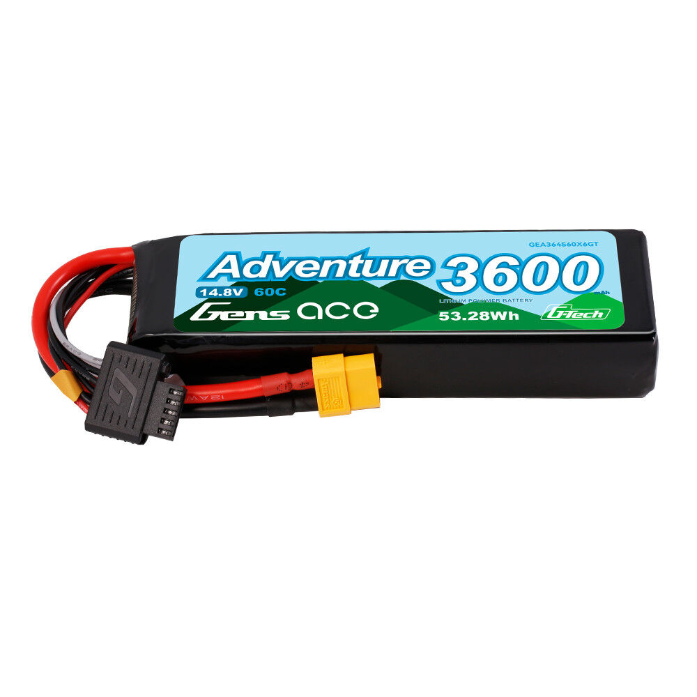 Gens Ace G-Tech 4S 3600mAh 60C 14.8V Soft Pack Lipo Battery (XT60) GEA364S60X6GT