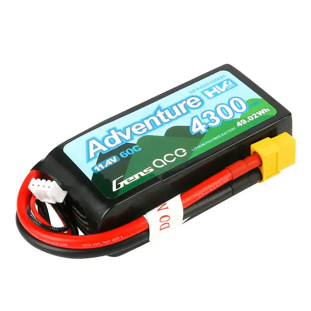Gens Ace 3S Adventure 4300mAh 11.4V 60C Soft Case HV LiPo Battery (XT60) Gens Ace