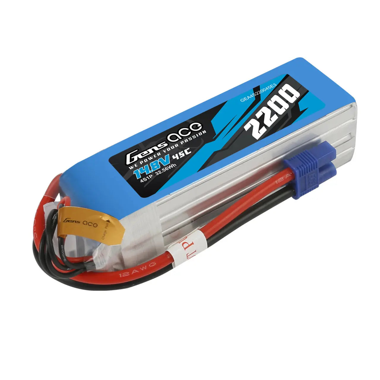 Gens Ace 4S 2200mAh 14.8V 45C Soft Case LiPo Battery (EC3) Gens Ace