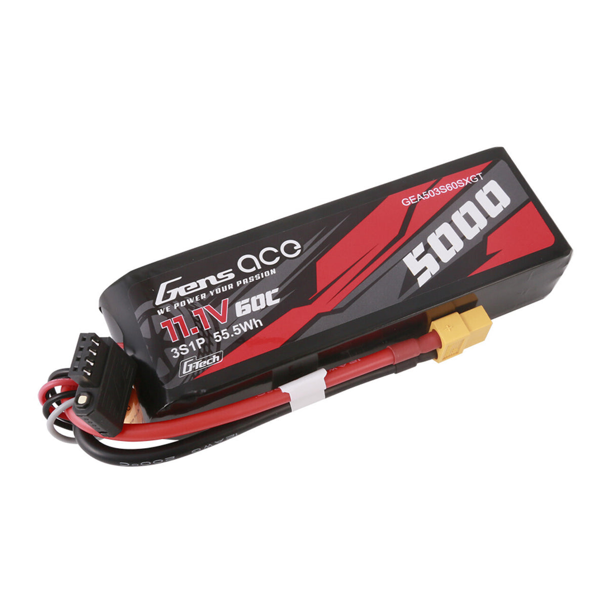 Gens Ace G-Tech 3S 5000mAh 60C 11.1V Soft Pack Lipo Battery (XT60) GEA503S60SXGT