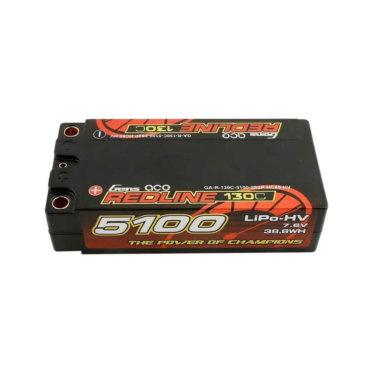 Gens Ace 2S Redline 5100mAh 7.6V 130C Shorty Hardcase/5mm bullet HV LiPo Battery (5.0mm Bullet) Gens Ace