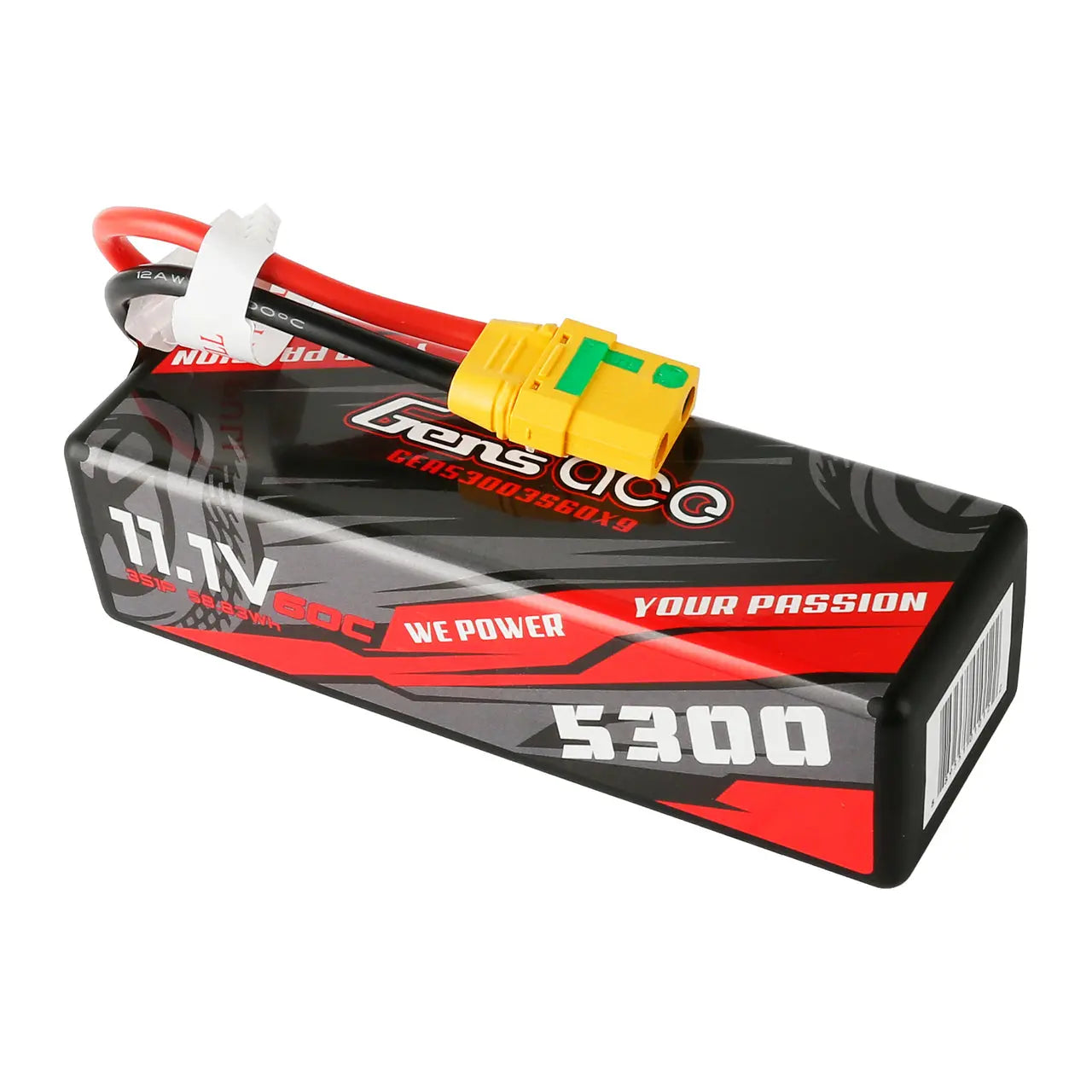 Gens Ace 3S 5300mAh 11.1V 60C Hardcase/Hardwired LiPo Battery (XT90-S) Gens Ace