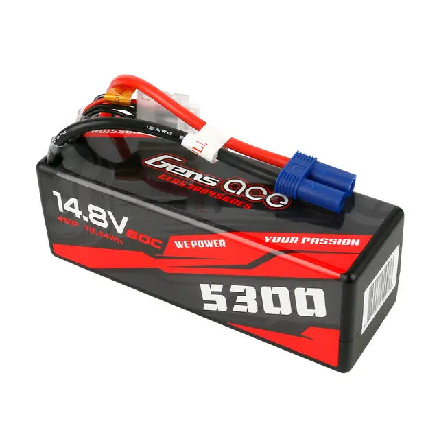 Gens Ace 4S 5300mAh 14.8V 60C Hardcase/Hardwired LiPo Battery (EC5) Gens Ace