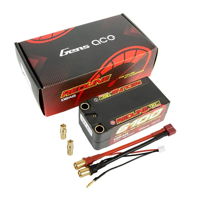 Gens Ace 2S Redline 6100mAh 7.4V 130C Shorty Hardcase LiPo Battery () Gens Ace