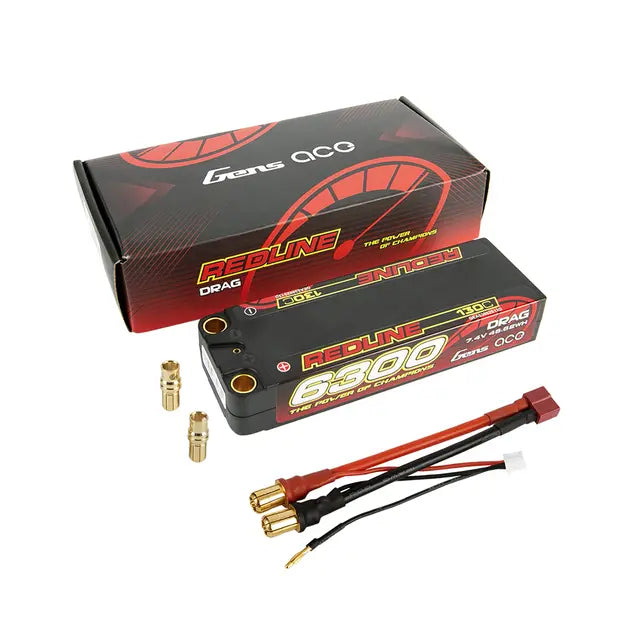 Gens Ace 2S Redline 6300mAh 7.4V 130C Hardcase LiPo Battery (Deans) Gens Ace