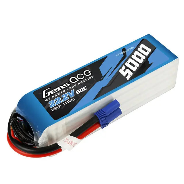 Gens Ace 6S 5000mAh 22.2V 60C Soft Case LiPo Battery (EC5) Gens Ace
