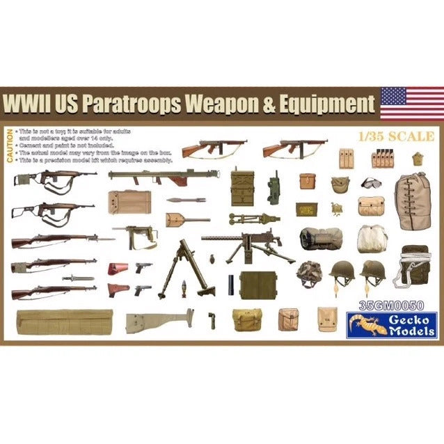 GM35050 Gecko 1/35 WWII US Paratroops Weapon & Equipment Plastic Model Kit Gecko
