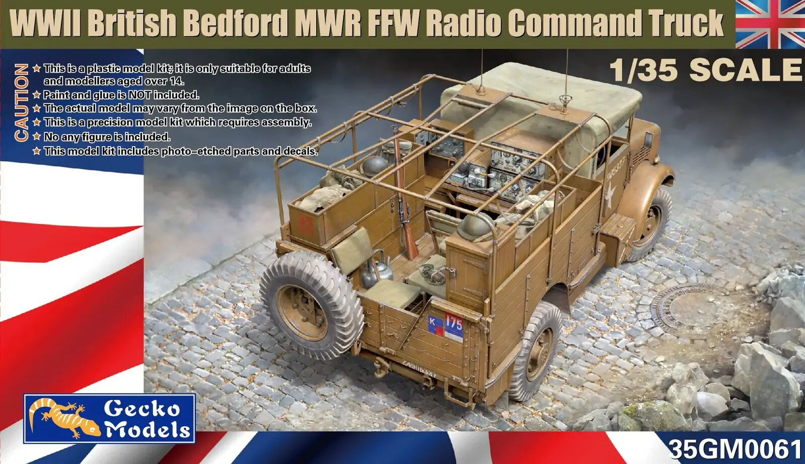 Gecko 1/35 British Bedford MWR FFW Radio Command Truck Plastic Model Kit GM35061