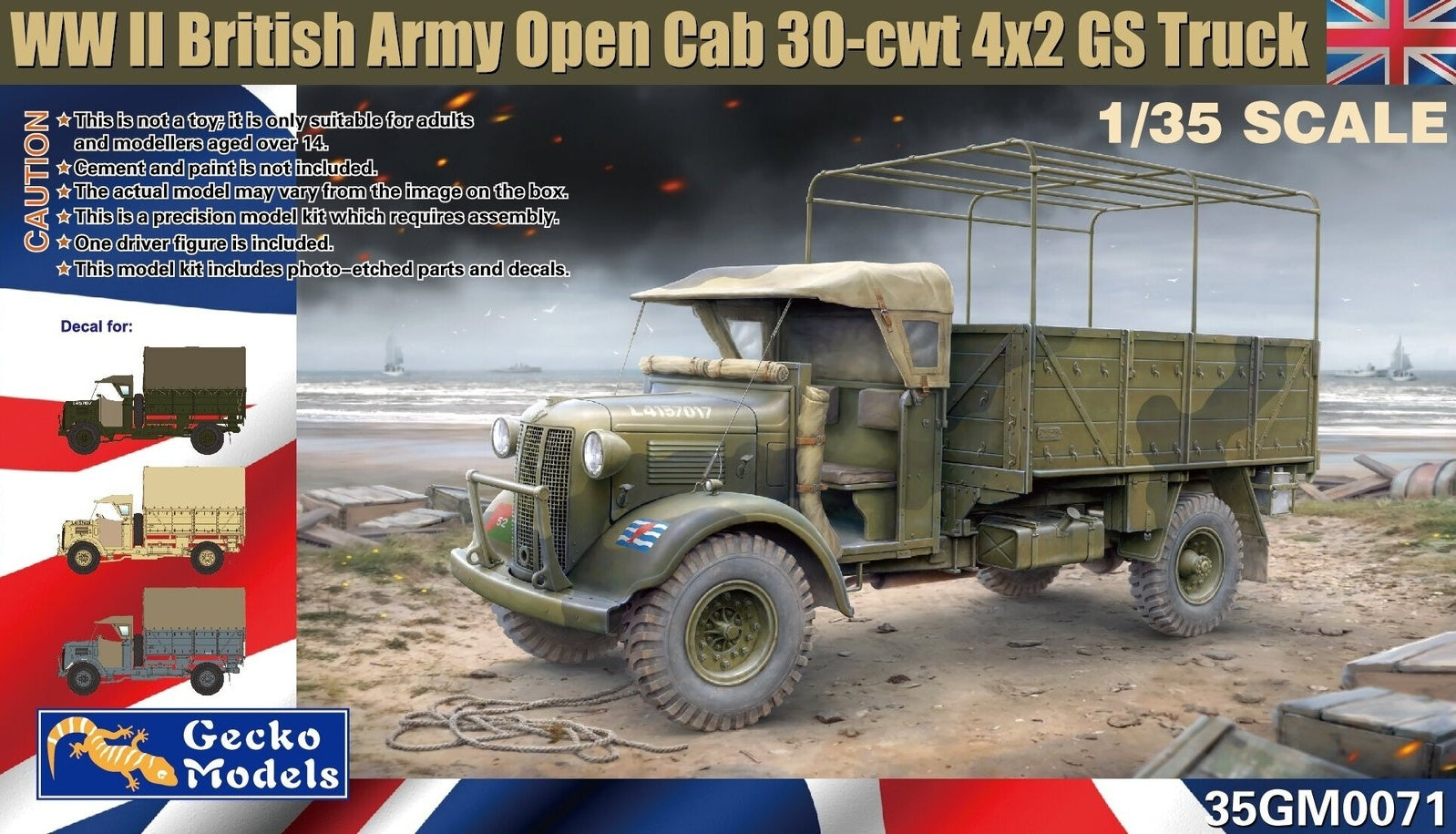 GM35071 Gecko 1/35 WWII British Army Open Cab 30-cwt 4x2 GS Truck Plastic Model Kit Gecko