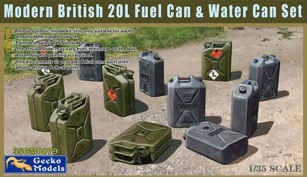 Gecko 1/35 Modern British 20L Fuel Can & Water Can Set Plastic Model Kit GM35079