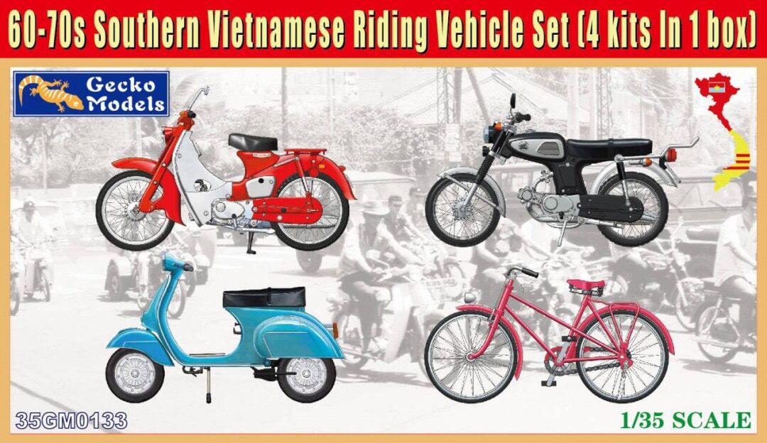 Gecko 1/35 60-70s Southern Vietnamese Riding Vehicle Set Plastic Model Kit