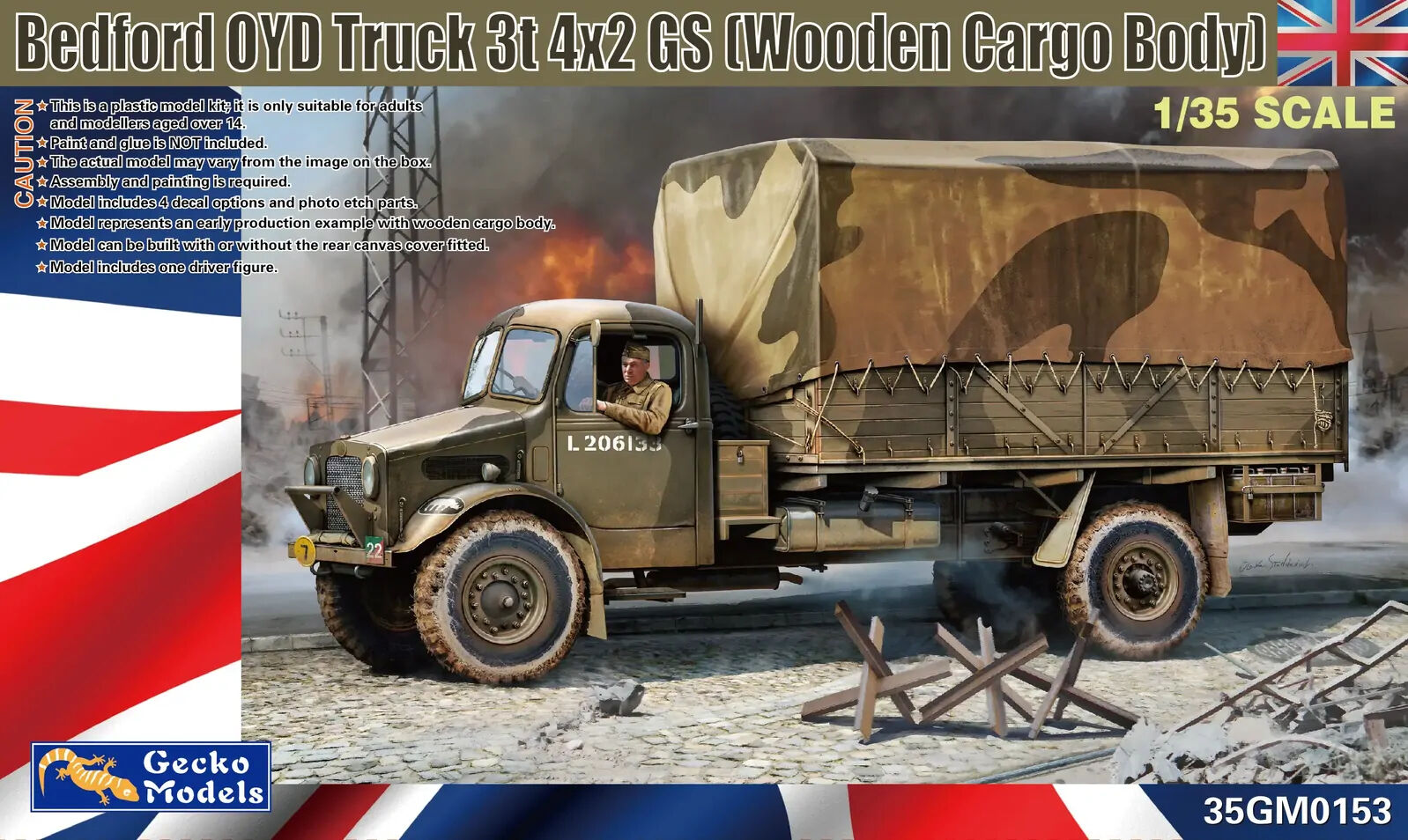 Gecko 1/35 Bedford OYD Truck 3t 4x2 GS (Wooden Cargo Body) Plastic Model Kit