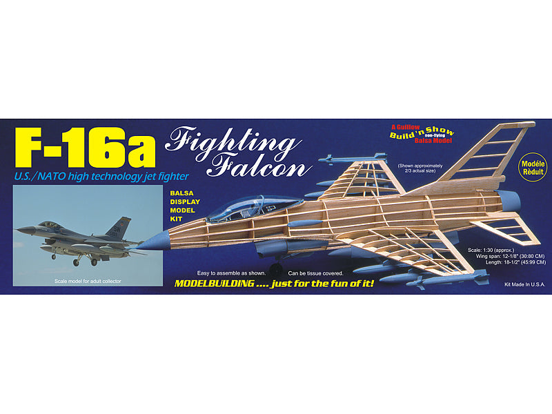 GUI-1403 Guillow's F-16 Fighting Falcon Balsa Plane Model Kit Guillows