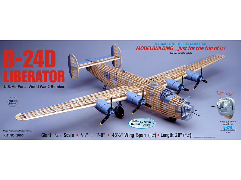 GUI-2003 Guillow's B-24D Liberator Balsa Plane Model Kit Guillows