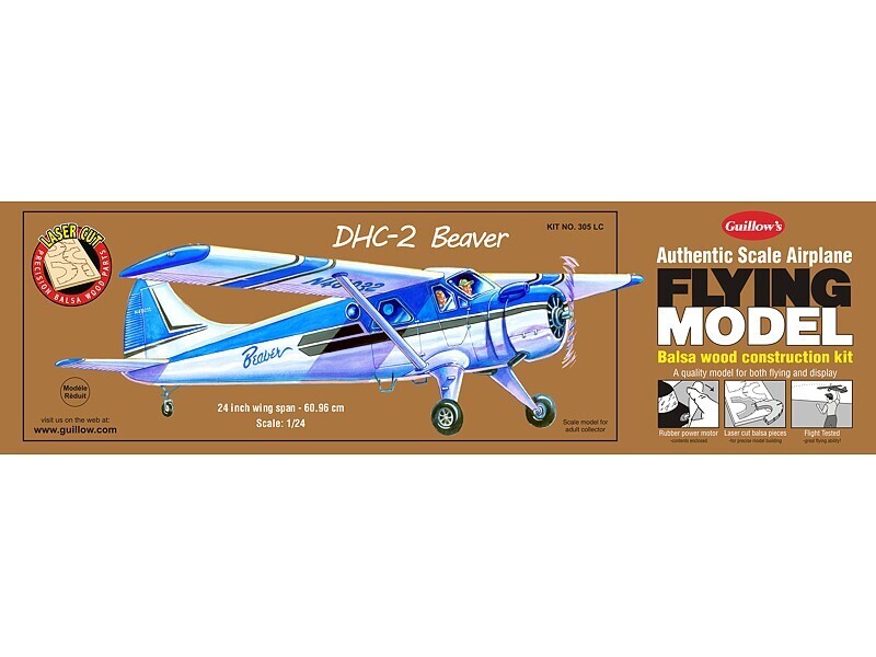 GUI-305LC Guillow's DHC-2 Beaver - Laser Cut Balsa Plane Model Kit Guillows