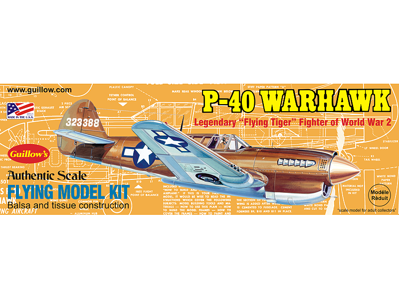 GUI-501 Guillow's Warhawk Balsa Plane Model Kit Guillows