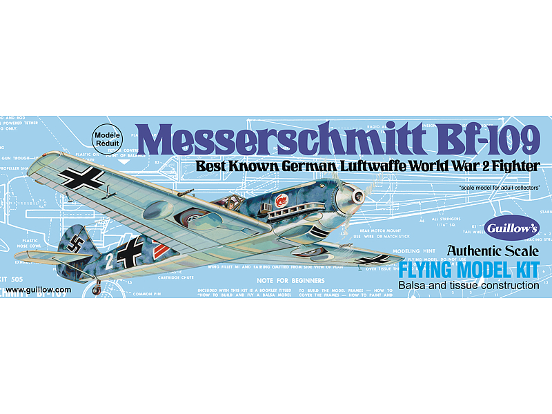 GUI-505 Guillow's Messerschmitt Balsa Plane Model Kit Guillows