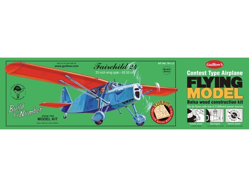 GUI-701LC Guillow's Fairchild 24 - Laser Cut Balsa Plane Model Kit Guillows