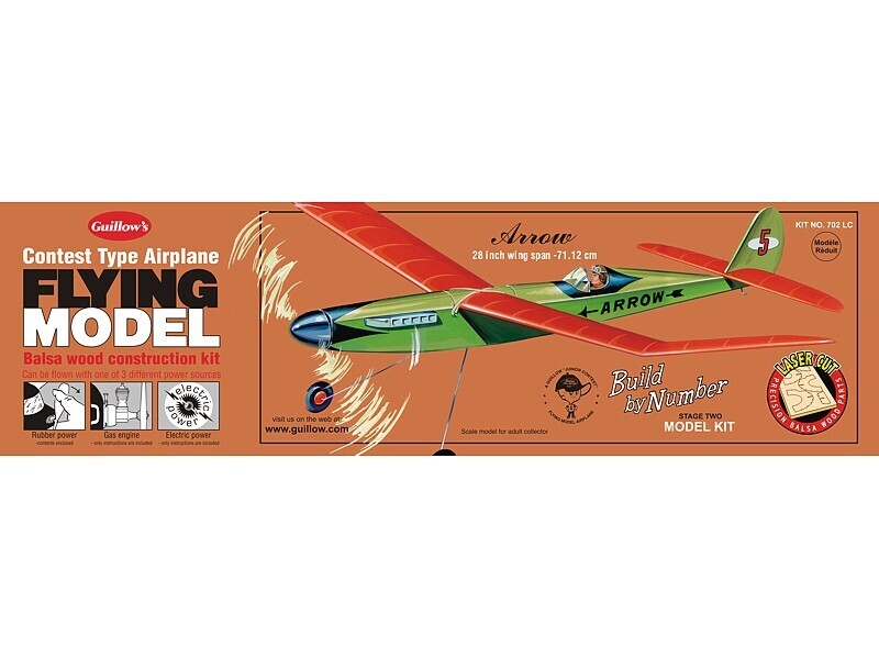 GUI-702LC Guillow's Arrow - Laser Cut Balsa Plane Model Kit Guillows