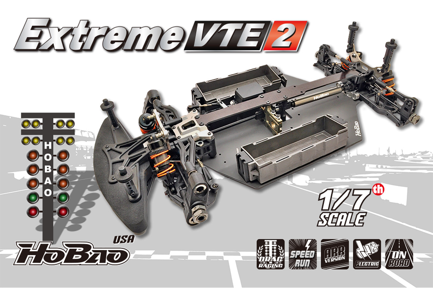 HB-VTE2 1/7 Extreme VT2 On-Road Electric 80%- W/O Body, Wheels, Tires, ESC, Motor, Servo, RC Hobao