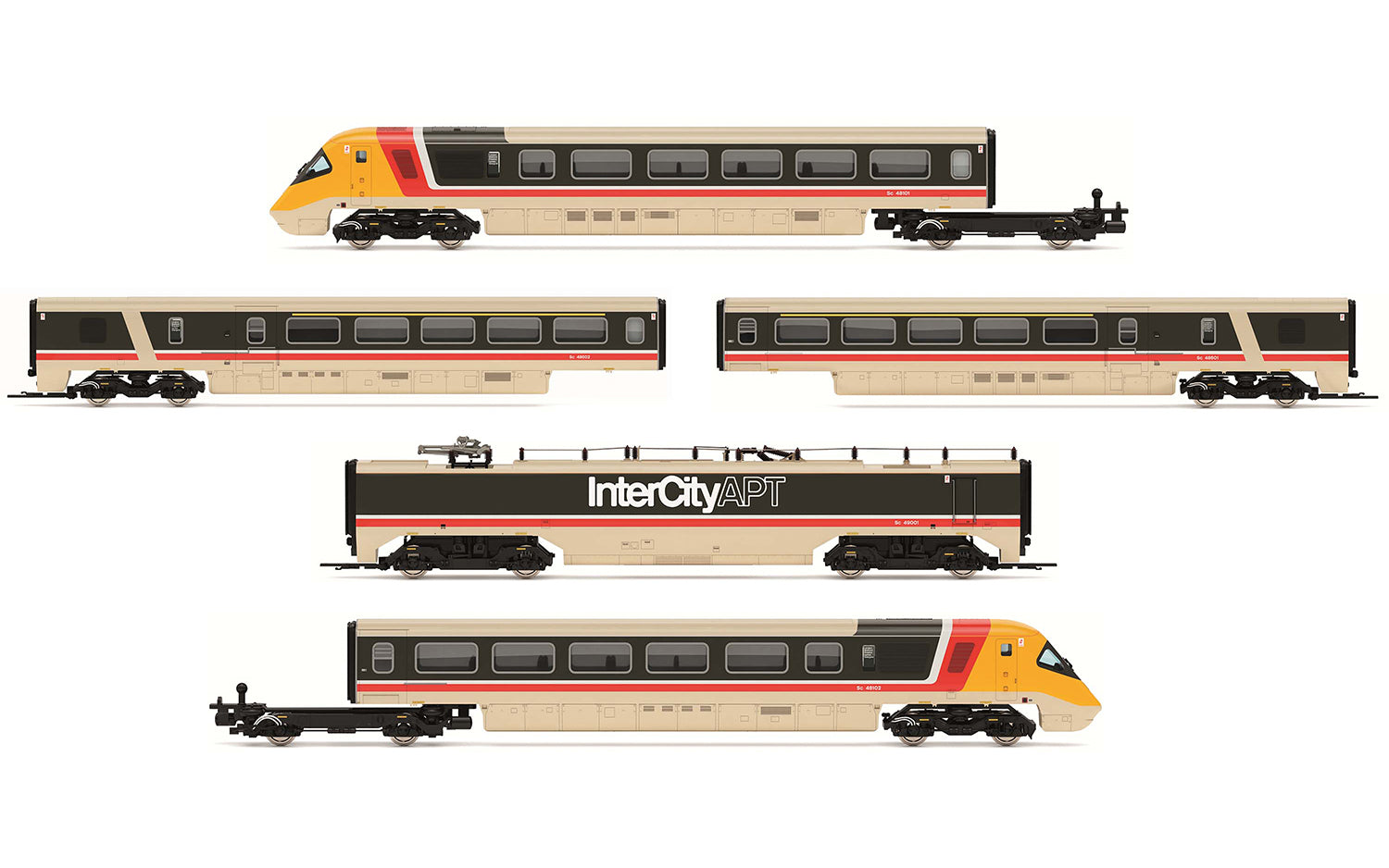 R30104 HORNBY BR CLASS 370 ADVANCED PASSENGER TRAIN SETS 370 003 AND 370 004 5-CAR PACK - ERA 7 Hornby