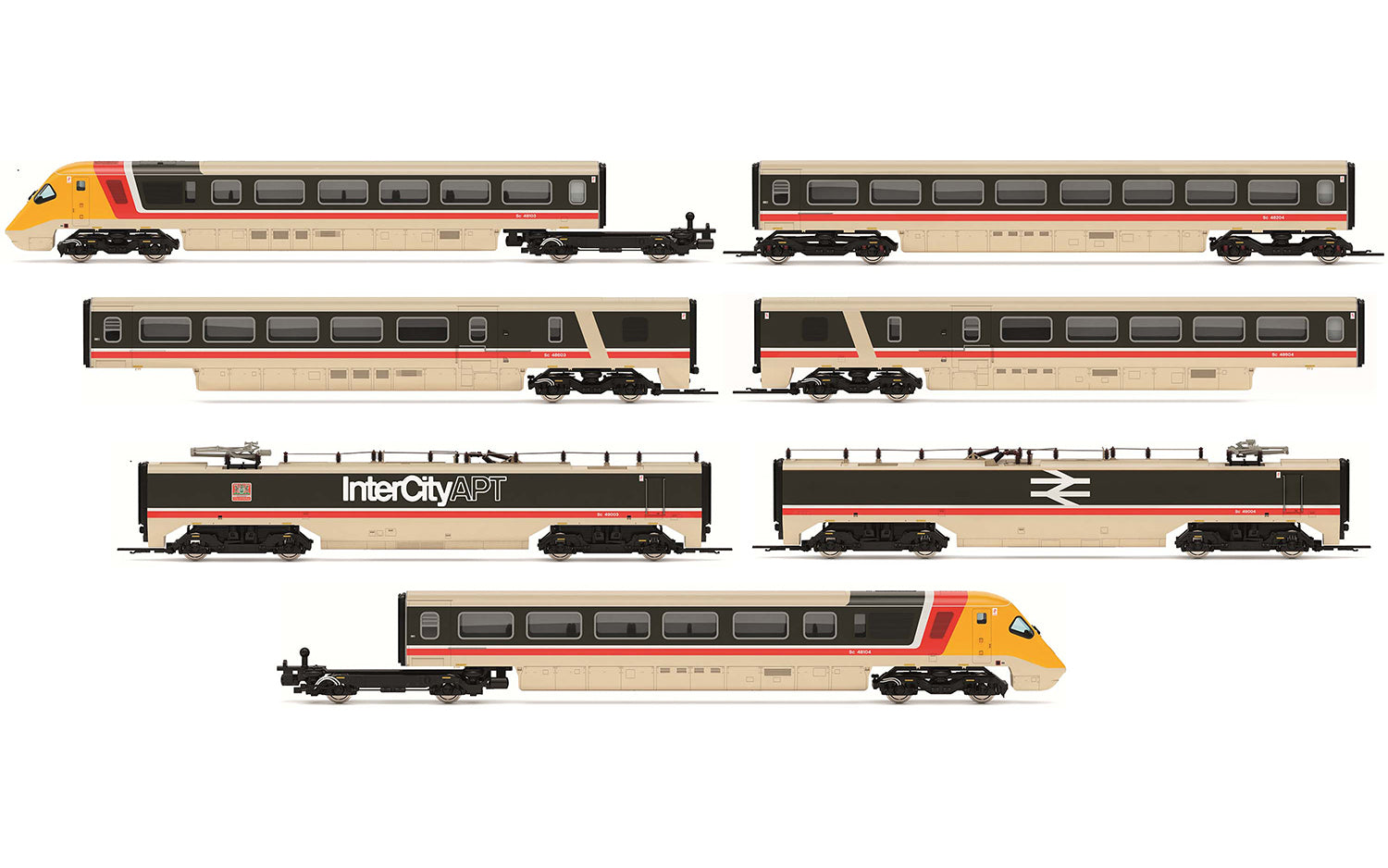 R30229 HORNBY BR CLASS 370 ADVANCED PASSENGER TRAIN SETS 370001 AND 370002 7 CAR TRAIN PACK - ERA 7 Hornby