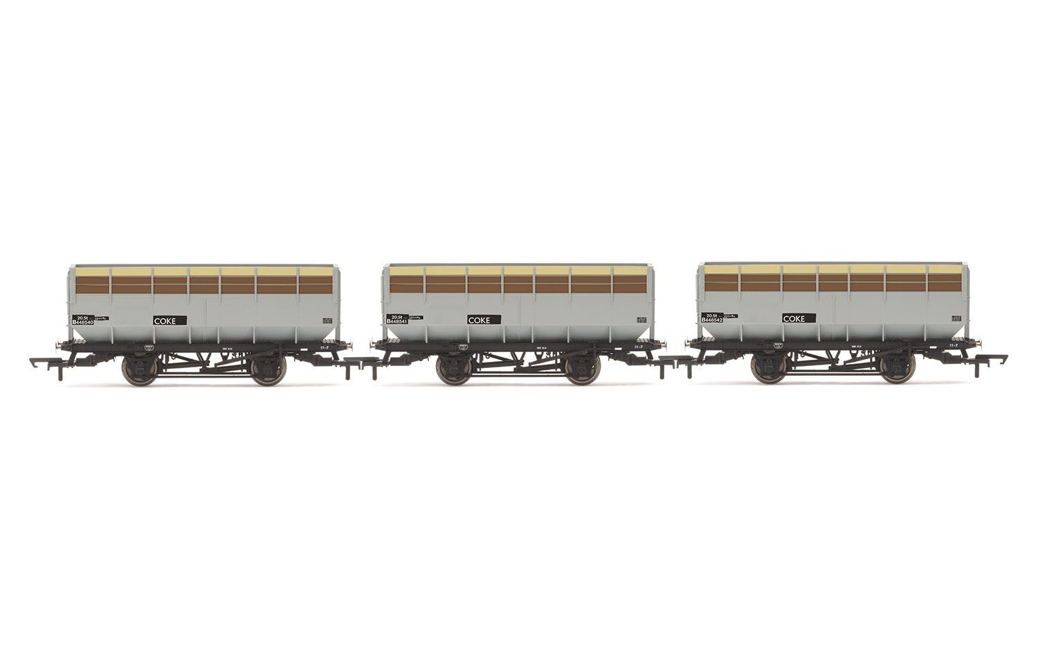 R60255 HORNBY BR COKE HOPPER WAGON TRIPLE PACK Hornby