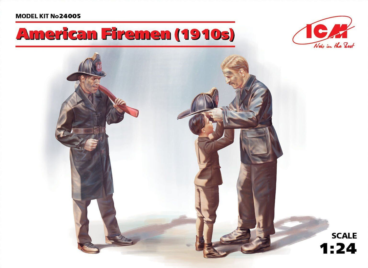 ICM 1/24 American Firemen (1910s) (3 Figures) Plastic Model Kit ICM24005