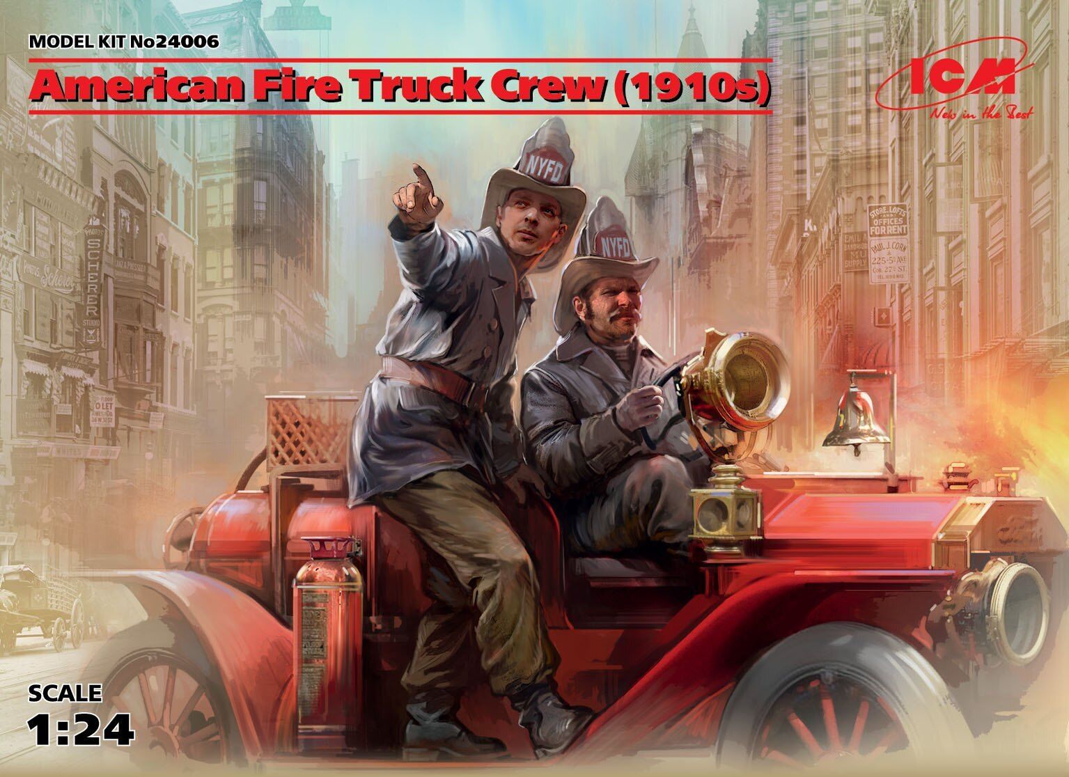 ICM 1/24 American Fire Truck Crew (1910s) (2 Figures) Plastic Model Kit