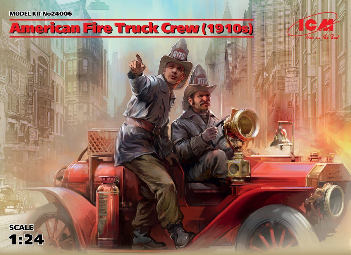 ICM 1/24 American Fire Truck Crew (1910s) (2 Figures) Plastic Model Kit ICM24006