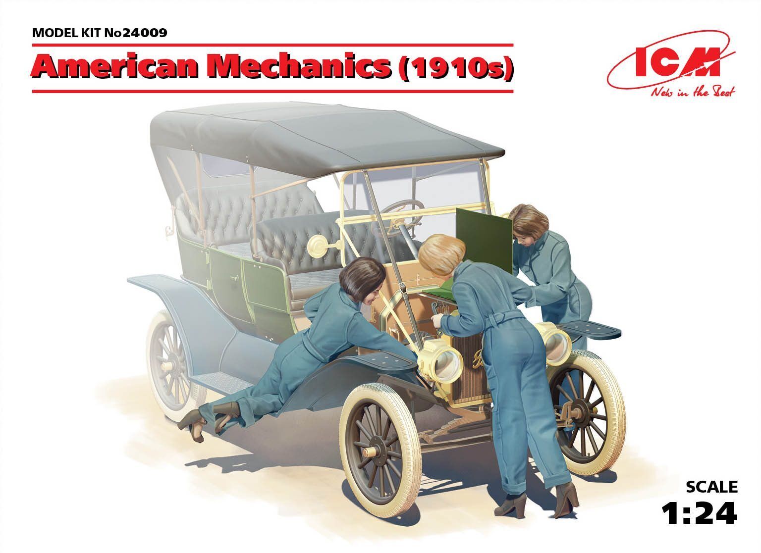 ICM 1/24 American mechanics (1910s) (3 Figures) Plastic Model Kit