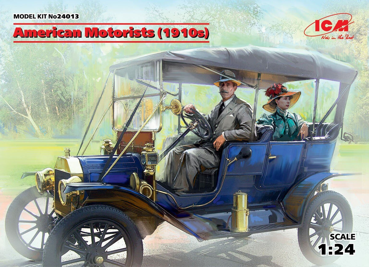 ICM 1/24 American Motorists (1910s) (1 Male 1 Female Figures) Plastic Model Kit ICM24013