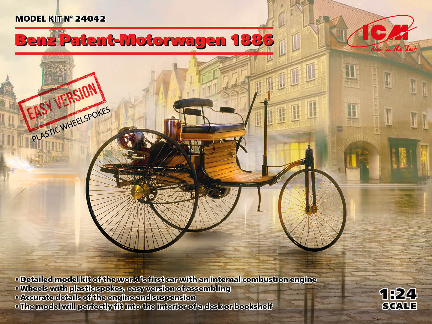 ICM 1/24 Benz Patent-Motorwagen 1886 (EASY version = plastic wheel-spokes) Plastic Model Kit