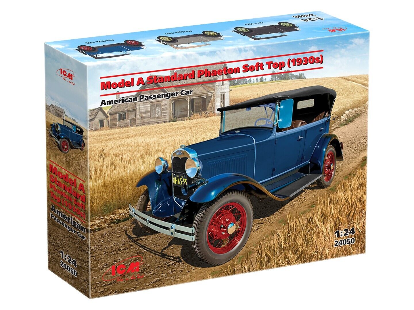 ICM 1/24 Model A Standard Phaeton Soft Top (1930s) American Passenger Car Plastic Model Kit
