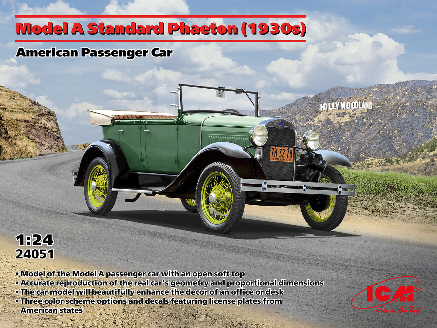 ICM 1/24 Model A Standard Phaeton (1930s) American Passenger Car Plastic Model Kit