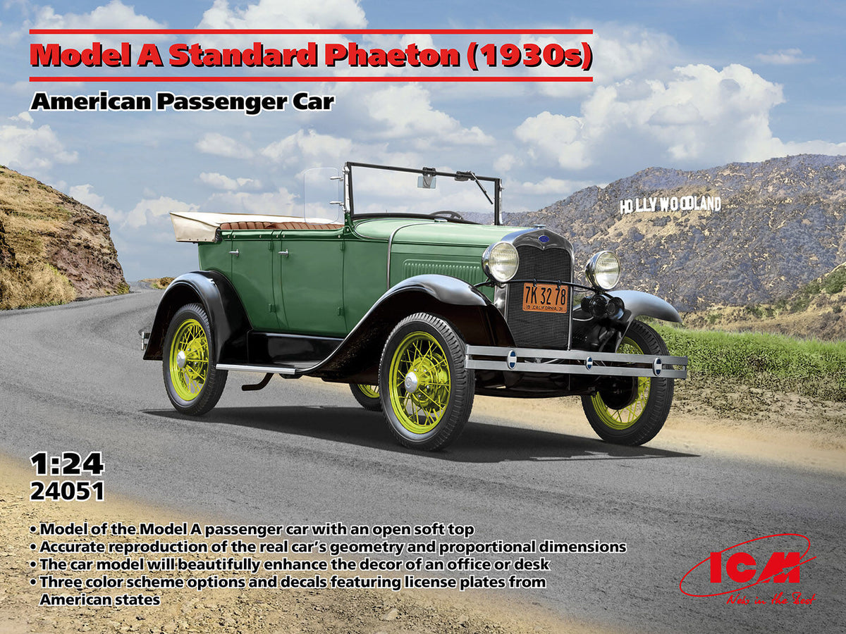 ICM 1/24 Model A Standard Phaeton (1930s) American Passenger Car Plastic Model Kit ICM24051