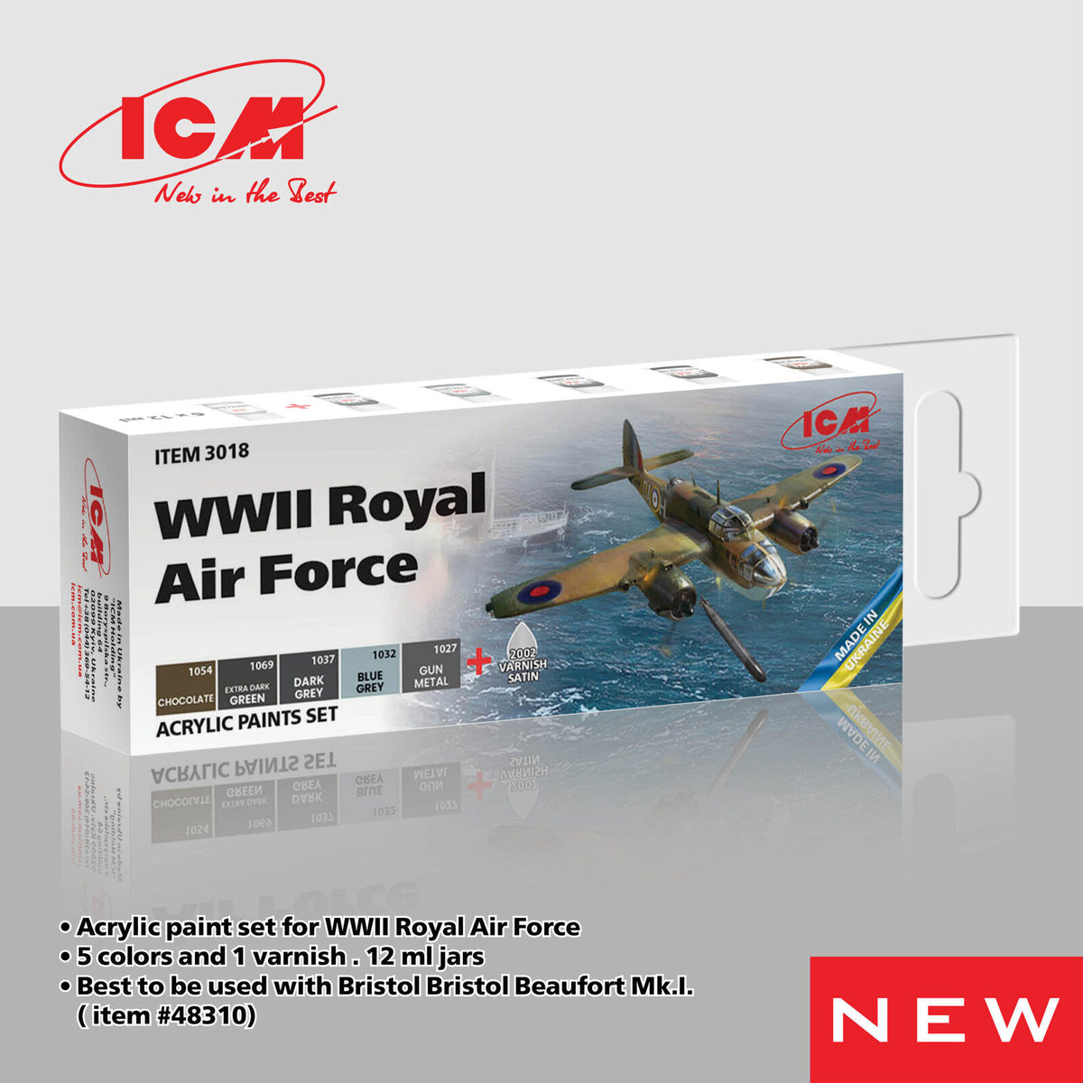 ICM Acrylic Paint Set: WWII Royal Air Force - 6 Colours ICM3018
