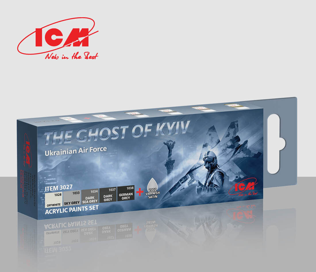 ICM Acrylic Paint Set: The Ghost of Kyiv. Ukrainian Air Force - 6 Colours ICM3027