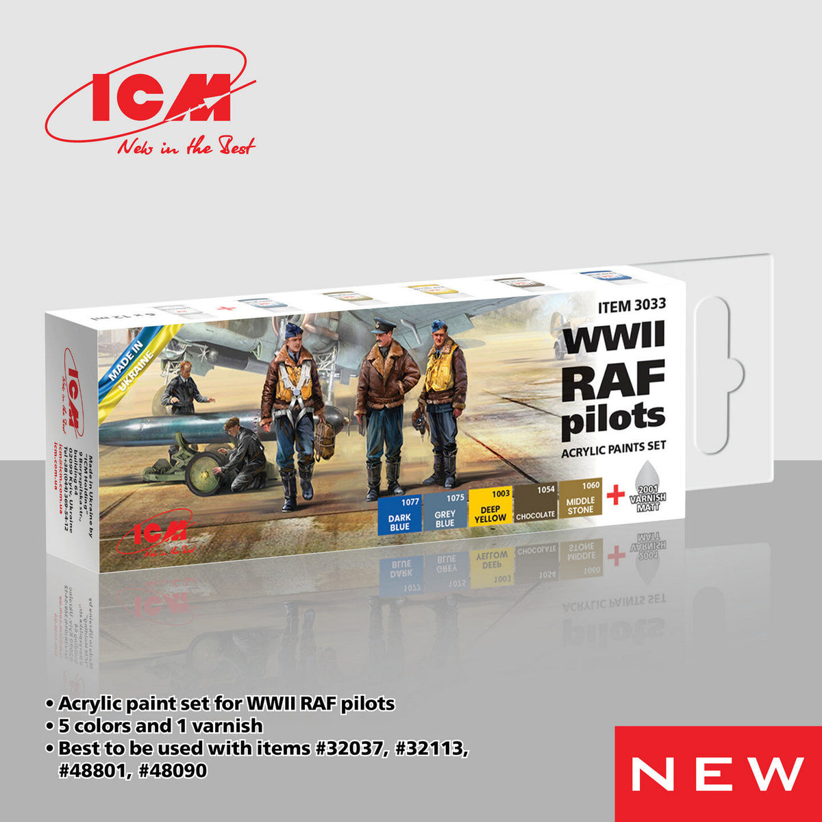 ICM Acrylic Paint Set: WWII RAF pilots - 6 Colours ICM3033