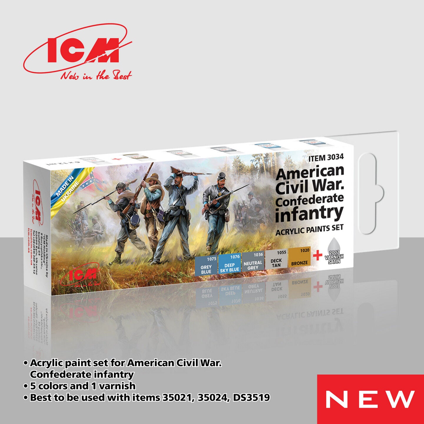 ICM Acrylic Paint Set: American Civil War. Confederate infantry - 6 Colours