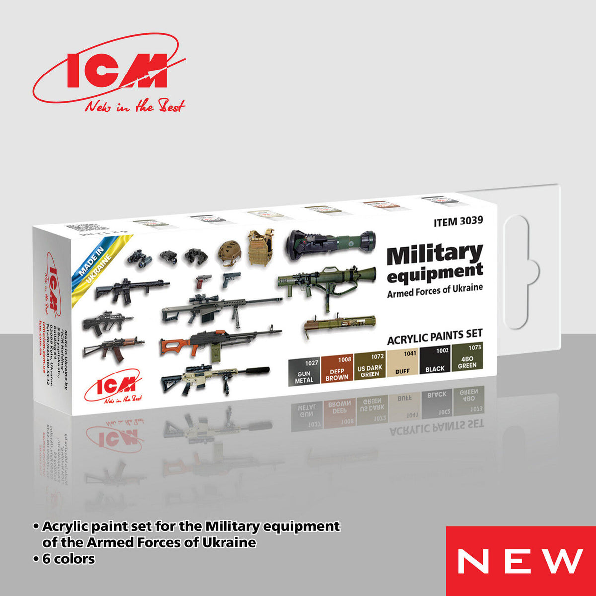 ICM Acrylic Paint Set: Military equipment of the Armed Forces of Ukraine - 6 Colours ICM3039
